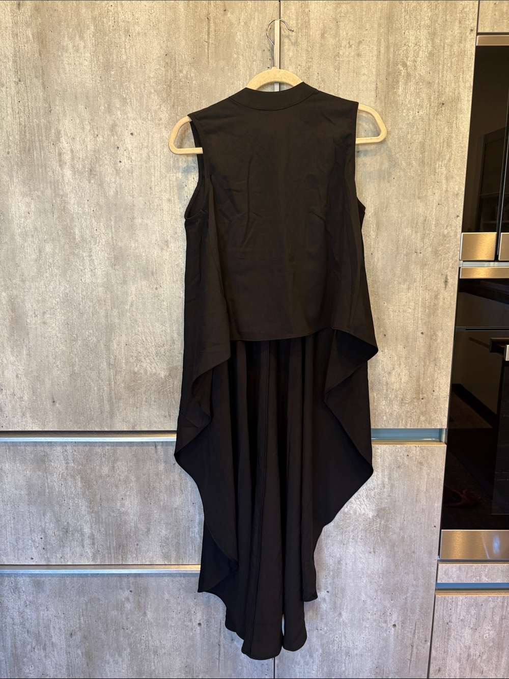 Gracia Black Sleeveless High-Low Draped Dress